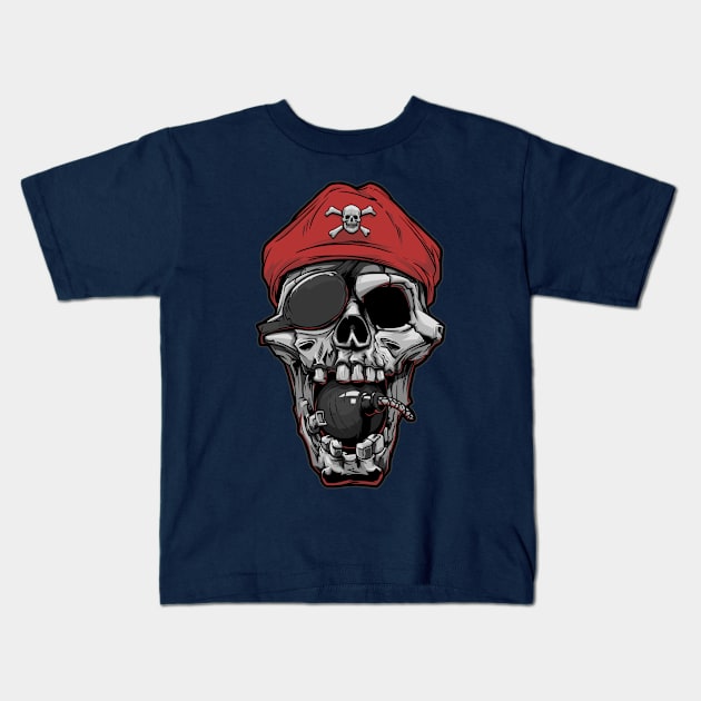 Skull pirate Kids T-Shirt by Chack Loon